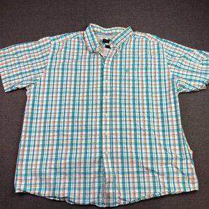 Ariat Pro Shirt Mens XXL Blue Plaid Button Up Short Sleeve Camp Outdoors Work